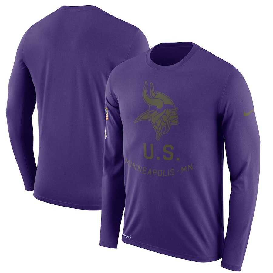 Men's Minnesota Vikings Nike Salute to Service Sideline Legend Performance Long Sleeve T-Shirt Purple,We sell and wholesale Men's Minnesota Vikings Nike Salute to Service Sideline Legend Performance Long Sleeve T-Shirt Purple on line form chian!